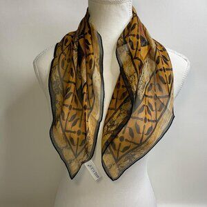 Anne Klein Vintage Silk Scarf – Yellow Black Patterned Square 21x21